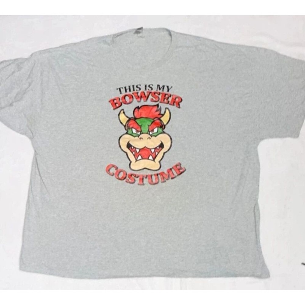 Nintendo Super Mario Bowser This Is My Costume Graphic T-Shirt Gray Men’s 4XL